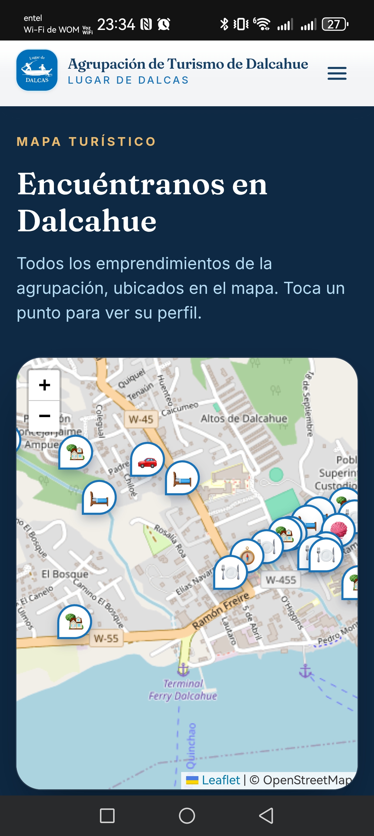 Mapa turístico interactivo de Dalcahue