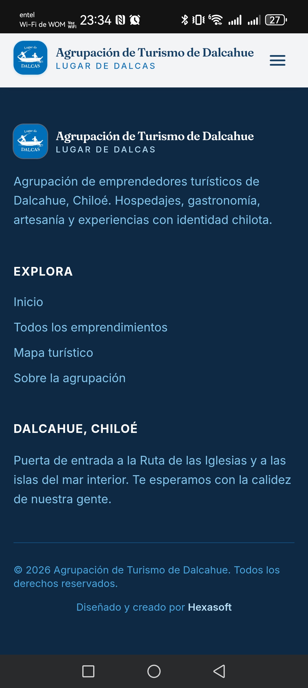 Footer del portal turístico